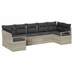 vidaXL Ensemble de canapé de jardin 7 Pièces Gris clair Poly rotin