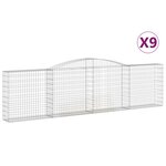 vidaXL Paniers à gabions arqués 9 Pièces 400x30x100/120 cm Fer galvanisé