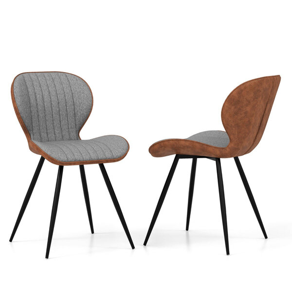 Ensemble de 2 chaises de salle à manger sans accoudoirs avec dossier courbé confortable pour salon cuisine chambre gris 20_0008458