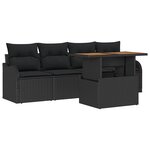 vidaXL Ensemble de canapé de jardin avec coussin 5 Pièces Noir
