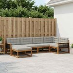 vidaXL Ensemble de canapés d'extérieur 6 Pièces Naturel et Gris clair