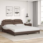 vidaXL Cadre de lit avec lumières LED marron 180x200 cm similicuir