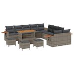 vidaXL Ensemble de canapé de jardin 14 Pièces Gris Poly rotin