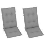 vidaXL Chaises de jardin 2 Pièces avec coussins gris Bois de teck massif