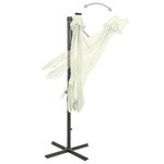 vidaXL Parasol de jardin en porte-à-faux et mât et lumières LED sable
