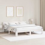 vidaXL Cadre de lit Blanc 200 x 200 cm Bois de pin massif