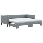 vidaXL Lit de jour avec gigogne et matelas gris clair 90x200 cm tissu