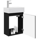 vidaXL Meuble de salle de bain avec robinet Noir 45 5 x 22 5 x 84 cm