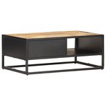 vidaXL Table basse à porte sculptée 90x55x36 cm Bois de manguier brut