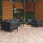 vidaXL Salon de jardin 7 Pièces avec coussins bois de pin massif