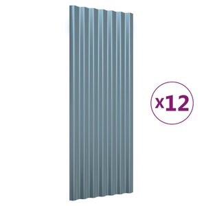 vidaXL Panneaux de toiture 12 Pièces Acier enduit de poudre Gris 100x36cm