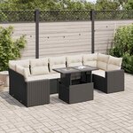 vidaXL Salon de jardin 8 Pièces avec coussins noir résine tressée