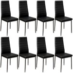 Lot de 8 chaises siège de salon cuisine salle à manger design carré élégant noir 08_0000142