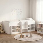 vidaXL Cadre de lit en loft avec armoire 3 Pièces Blanc Bois d'ingénierie