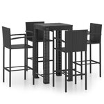 vidaXL Ensemble de bar d'extérieur 5 Pièces accoudoir Résine tressée Noir