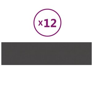 vidaXL Panneaux muraux 12 Pièces Gris foncé 60x15 cm Tissu 1 08 m²