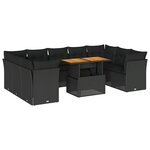 vidaXL Salon de jardin 10 Pièces avec coussins noir résine tressée