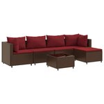 vidaXL Salon de jardin 6 Pièces avec coussins Marron Résine tressée