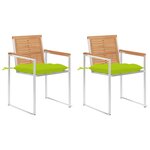 vidaXL Chaises de jardin avec coussins lot de 2 Teck solide et acier