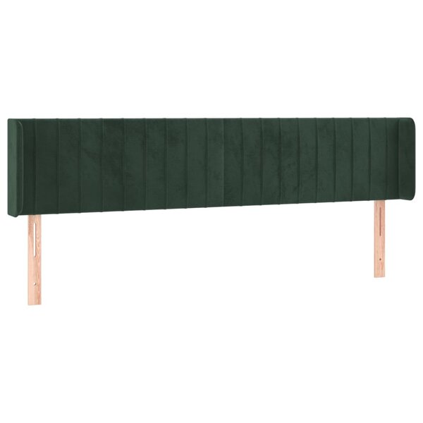 vidaXL Tête de lit avec oreilles Vert foncé 163x16x78/88 cm Velours