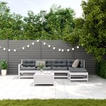 vidaXL Salon de jardin avec coussins 6 Pièces blanc bois de pin massif