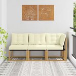 vidaXL Canapé d’extérieur milieu et coin avec coussin 3 Pièce Blanc