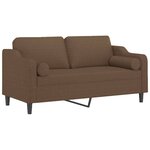 vidaXL Canapé 2 places avec oreillers décoratifs marron 140 cm tissu