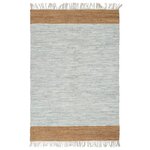 vidaXL Tapis Chindi tissé à la main Cuir 120x170 cm Gris clair et brun