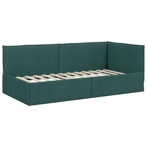 vidaXL Cadre de lit d'angle Vert foncé 80 x 200 cm tissu