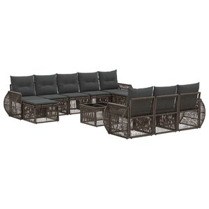 vidaXL Ensemble de canapé de jardin 11 pc Gris et Gris foncé polyrotin