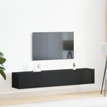 Ensemble de meuble TV 2 pièces noir en bois d'ingénierie