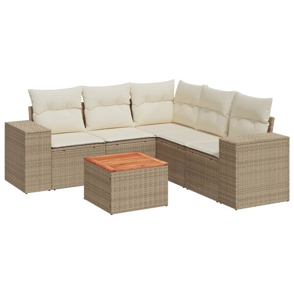 vidaXL Salon de jardin avec coussins 6 Pièces beige résine tressée