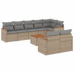 vidaXL Salon de jardin avec coussins 9Pièces mélange beige résine tressée