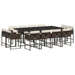 vidaXL Ensemble à manger de jardin avec coussins 13 Pièces marron rotin