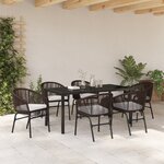 vidaXL Ensemble de jardin 7 pièces Marron Rotin Poly