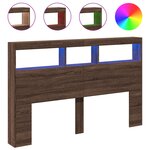 vidaXL Armoire tête de lit avec LED chêne marron 160x17x102 cm