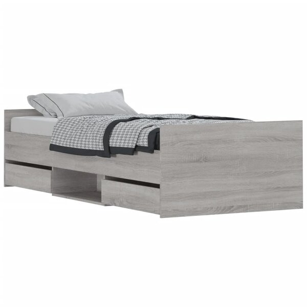vidaXL Cadre de lit tête de lit et pied de lit sonoma gris 100x200 cm