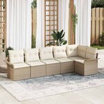 vidaXL Ensemble de canapé de jardin 6 Pièces Beige Poly rotin