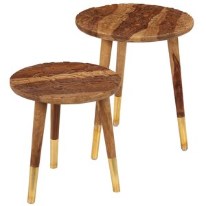 vidaXL Tables basses 2 Pièces Bois massif