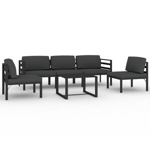 vidaXL Salon de jardin 6 Pièces avec coussins Aluminium Anthracite