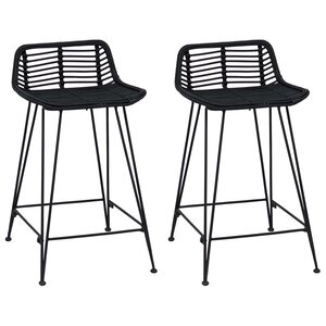 vidaXL Tabouret de bar 2 Pièces Noir 44 x 45 x 76 cm Rattan et Acier