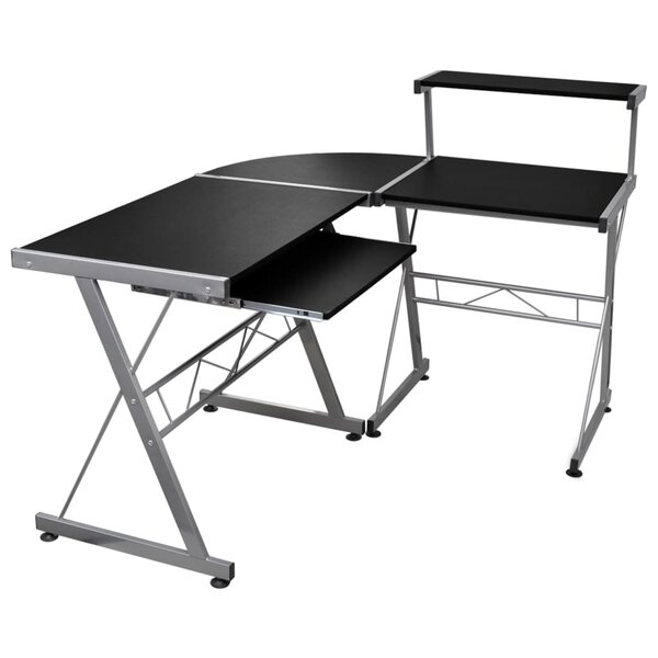 Bureau table poste de travail meuble d'ordinateur informatique étude d'ordinateur d'angle 132 x 112 x 99cm bois d'ingénierie noir 02_0023732