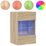 vidaXL Meubles muraux avec lumières LED pour TV 2 Pièces chêne sonoma 40x30x60 5 cm