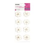 8 Autocollants 3D - Fleurs blanches - Mariage