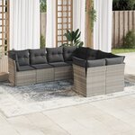 vidaXL Salon de jardin 8 Pièces avec coussins gris clair résine tressée