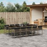vidaXL Ensemble à manger de jardin 11Pièces avec coussins gris poly rotin