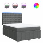 vidaXL Sommier à lattes de lit avec matelas Gris foncé 140x200cm Tissu