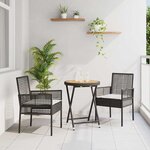 vidaXL Ensemble bistro de jardin 3 Pièces Noir Poly rotin