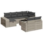 vidaXL Salon de jardin 11 Pièces avec coussins gris clair résine tressée