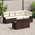 vidaXL Ensemble de canapé de jardin 7 Pièces Marron Poly rotin